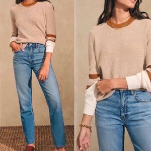 Faherty Throwback Waffle Knit Crew Organic Cotton/Cashmere In Oak Varsity, Small